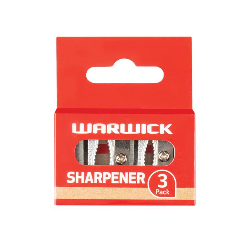 Warwick Pencil Sharpener Metal Multi 3 Pack Hangsell