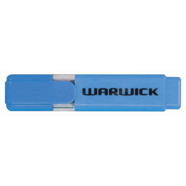 Warwick Highlighter Stubby Blue: ergonomic design, vibrant blue ink, versatile nib (0.5-5MM), nontoxic, ideal for all ages.