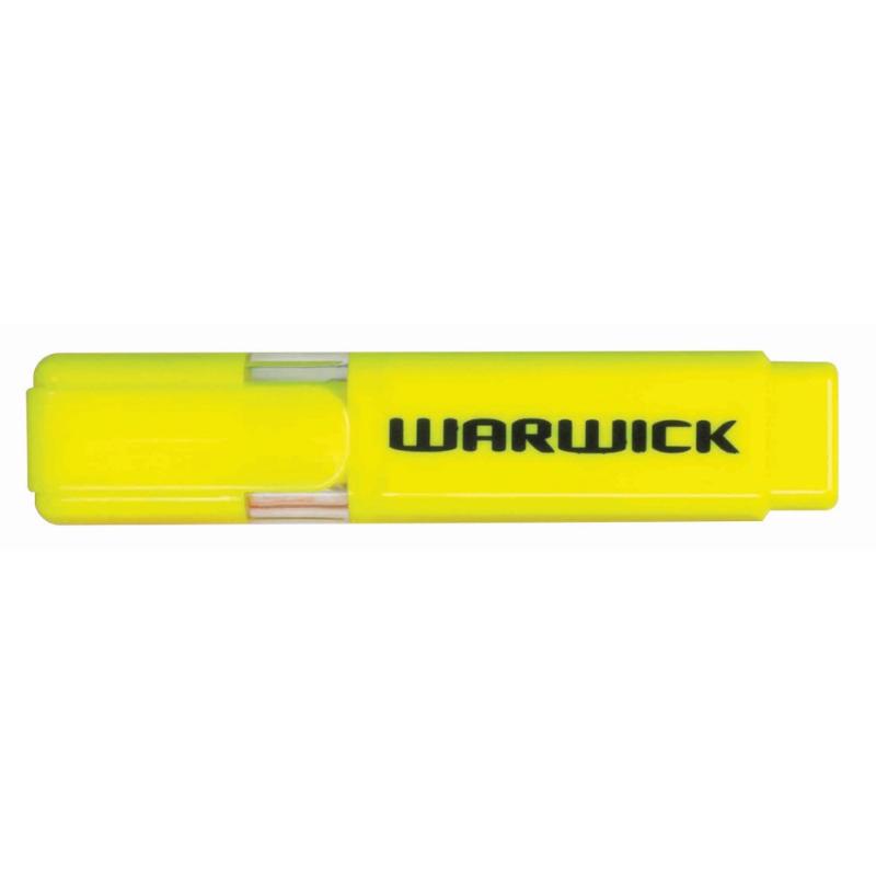 Yellow Warwick Highlighter Stubby showcasing an ergonomic design, chisel nib, and vibrant liquid ink for precise highlighting.