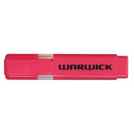 Pink Warwick Highlighter Stubby with chisel nib for precise highlighting, ideal for students and professionals.