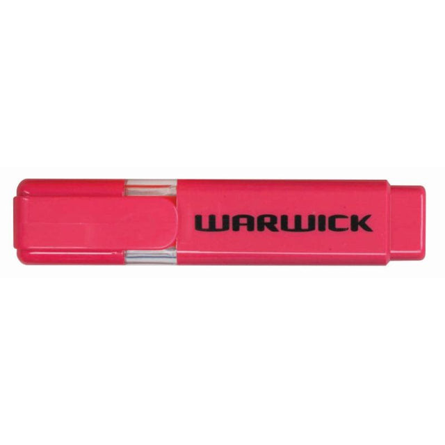 Pink Warwick Highlighter Stubby with chisel nib for precise highlighting, ideal for students and professionals.