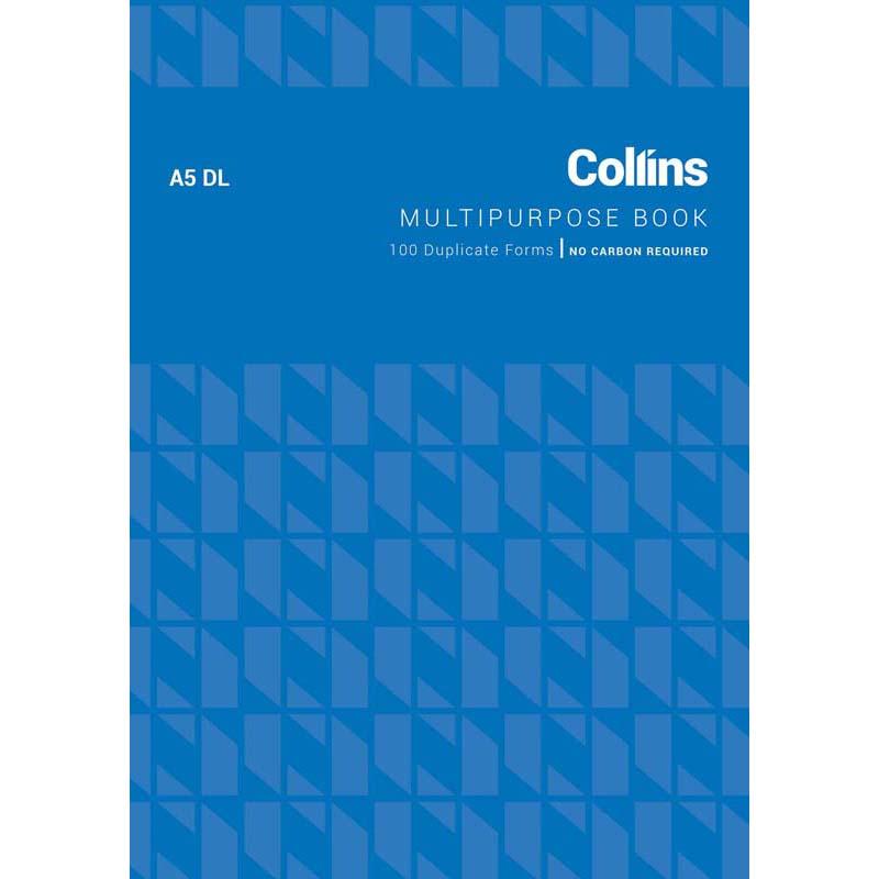 Collins A5DL Duplicate Notebook, 100 leaves, no carbon required for clear note-taking and record-keeping.