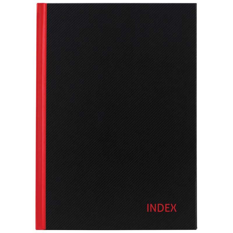 Red and black A4 Milford Notebook with 100 premium ruled pages for organized note-taking and creativity.