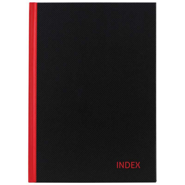 Red and black A4 Milford Notebook with 100 premium ruled pages for organized note-taking and creativity.