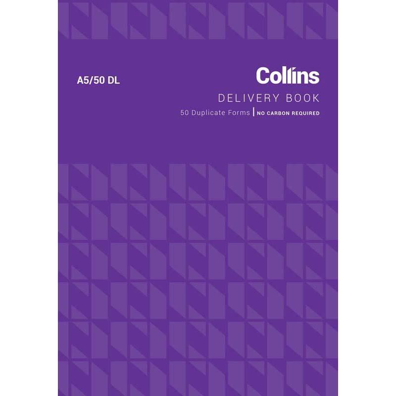 Collins A5 duplicate delivery note pad: 50 sheets, no carbon needed, eco-friendly, for efficient documentation in NZ.