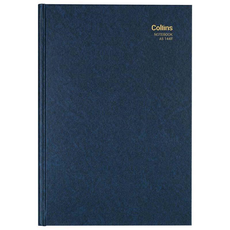 A5 Collins Notebook with 144 leaves, 7mm ruling, durable cover, ideal for notes, sketches, and creative ideas.