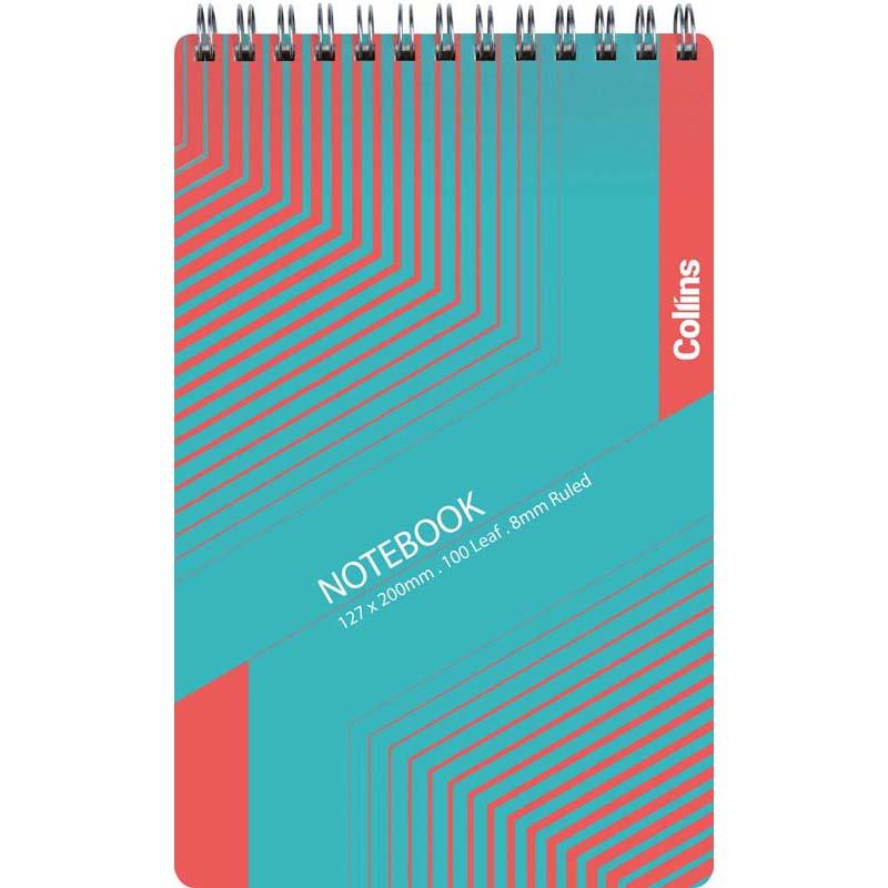 Collins Wiro Polyprop Notebook 200x127mm with 100 ruled leaves, perfect for note-taking and on-the-go ideation.