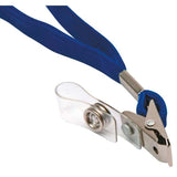 Blue flat lanyard pack of 10, 10mm x 100cm, with adjustable breakaway feature for ID badges and keys.