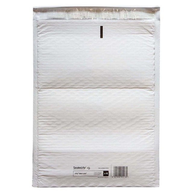 Jiffy Mail Lite Bag Size 4, 232x340mm, eco-friendly bubble bag for shipping fragile items securely and sustainably.
