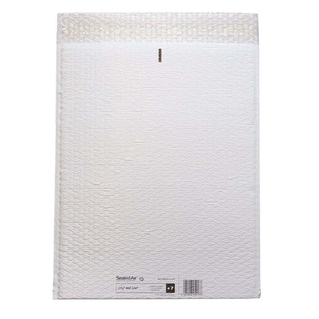 Jiffy Mail Lite Bag Size 7 (360x480mm) in white, designed for secure, eco-friendly shipping of fragile items with superior cushioning.