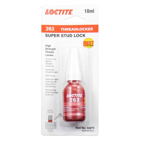 Loctite 263 Threadlocker Super Stud Lock 10ml bottle for high-strength bonding and vibration resistance in fasteners.