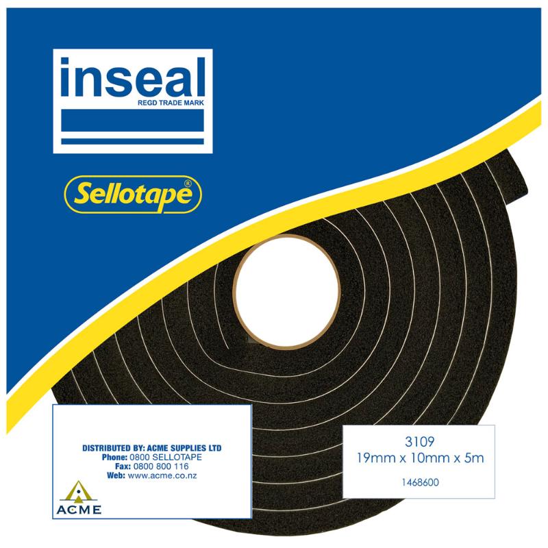 High-quality Inseal 3109 PKD sealing strip, 19mm thick, 10mm wide, 5m long, ideal for insulation and weatherproofing.