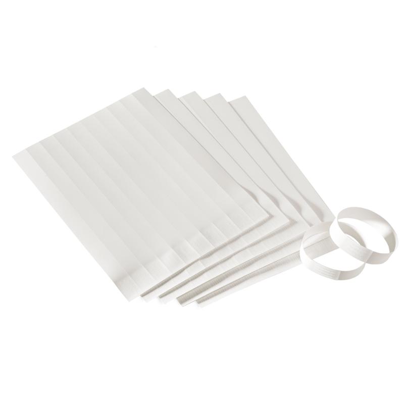 Customizable white wristbands (100 PK) for events, scratch-proof and splash-proof, perfect for branding and security.