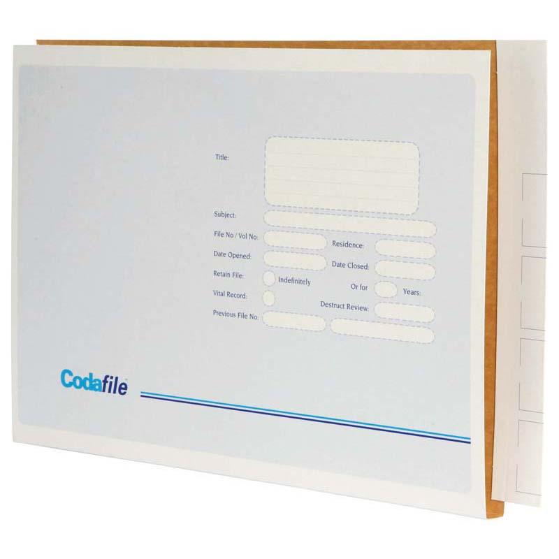 Extra-large white Codafile file box for organizing documents, holds 45mm of paper, made from durable cardboard.