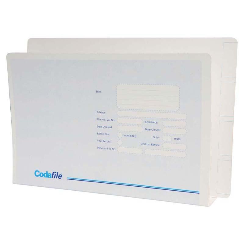 Heavy-duty white file box for document organization, holds up to 40mm of paper, ideal for office and school use.