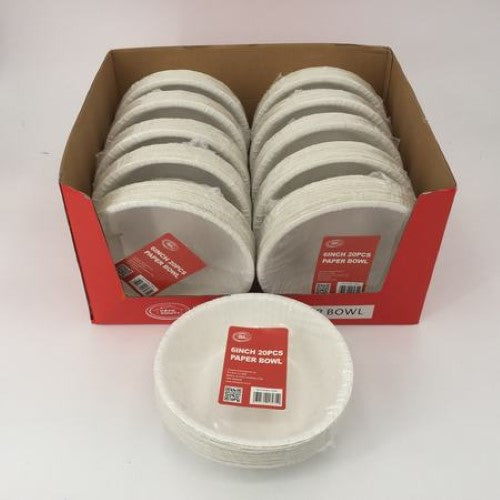 Set of 200 eco-friendly 6-inch paper bowls, perfect for serving hot and cold foods at events and parties.