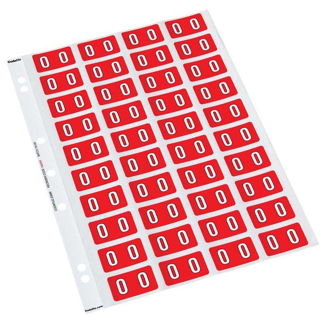 Bright red numeric labels, 25x42 mm, on 5 sheets for efficient file organization and easy color coding.