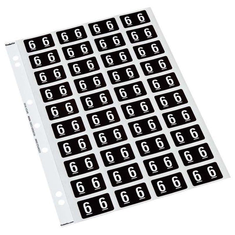 Brown Codafile Numeric 6 labels in 25mm size for efficient file organization, featuring strong adhesion and easy color coding.