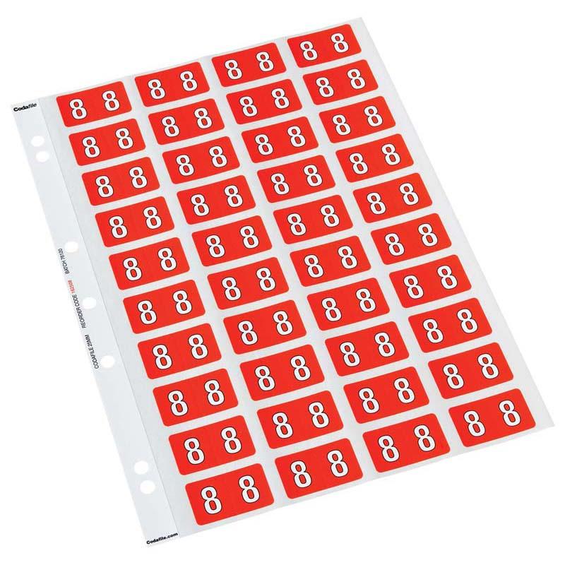 Codafile Label Numeric 8 25mm Pack 5 Sheets