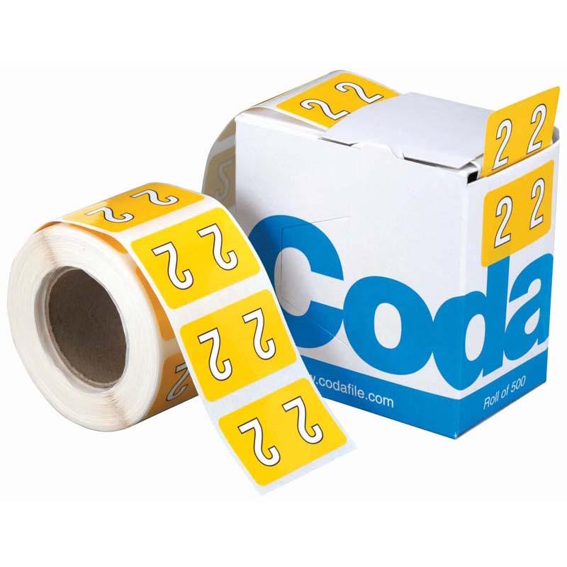 Bright yellow 25mm x 42mm paper labels, 500 per roll, for easy color coding and efficient file organization.