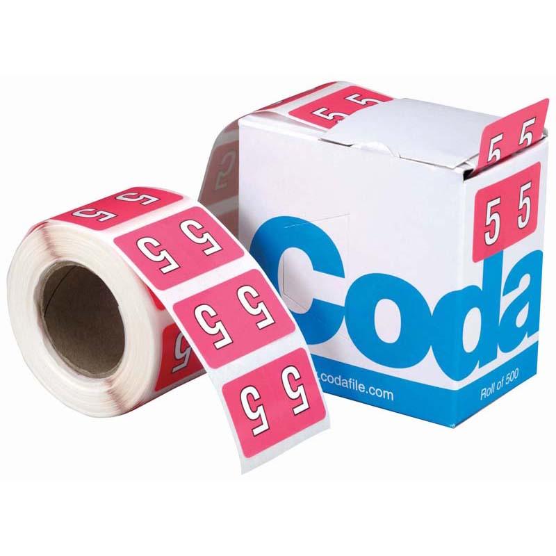 Codafile Label Numeric 5 25mm Roll 500