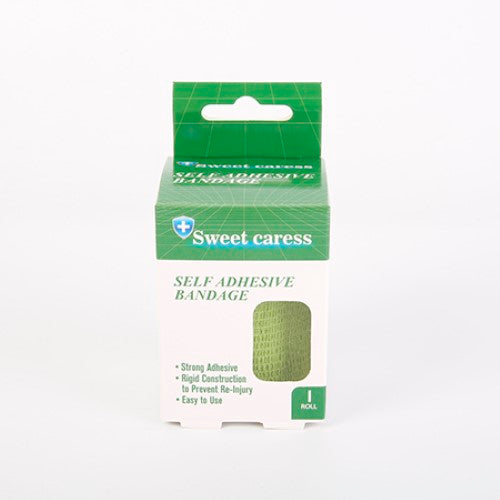 Self-adhesive bandage rolls measuring 5 x 450cm, ideal for securing gauze and supporting injuries, 12 packs included.
