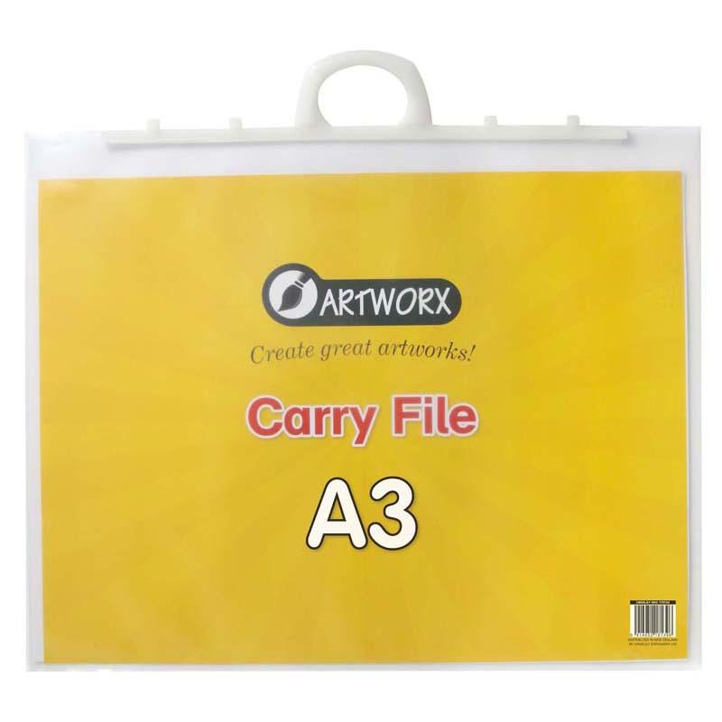 Artworx Carry File A3: Durable, acid-free storage solution with sewn seams and die-cut handle for easy portability.