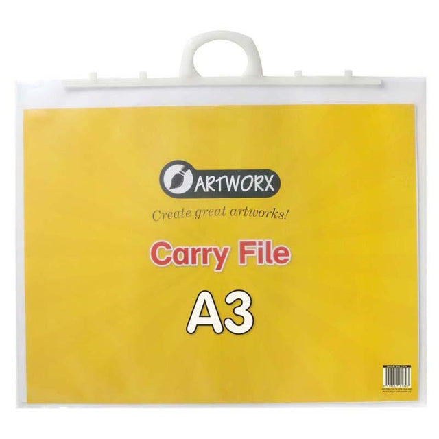 Artworx Carry File A3: Durable, acid-free storage solution with sewn seams and die-cut handle for easy portability.