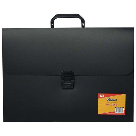 Artworx Artcase A3 Black, a sturdy polypropylene storage solution for protecting paintings and drawings with clip closure.