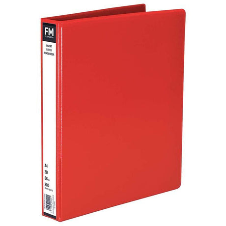 FM Binder Overlay A4 2/26 in red, designed to hold 200 sheets, made of durable polypropylene for document protection.