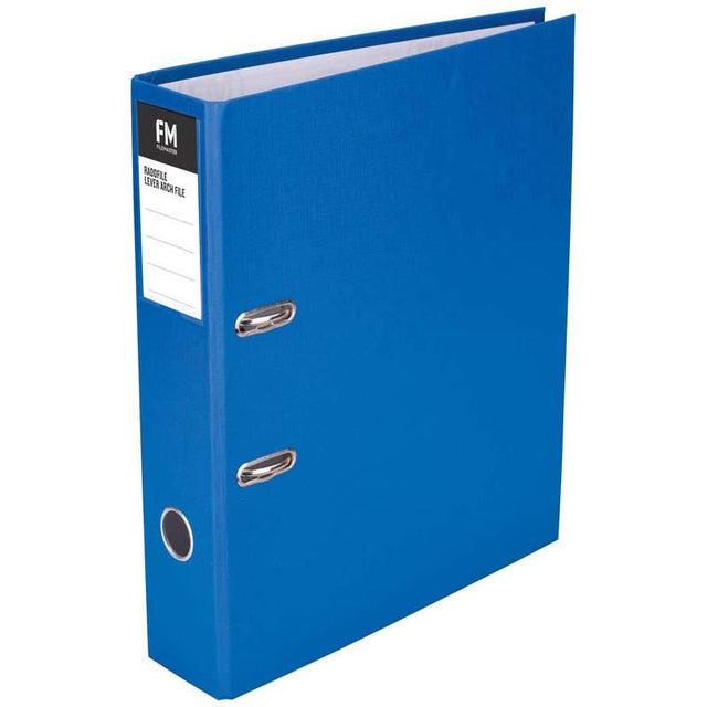 Blue FM Binder Radofile lever arch file, laminated polypropylene, fits 375 sheets, features unique Rado fitting.