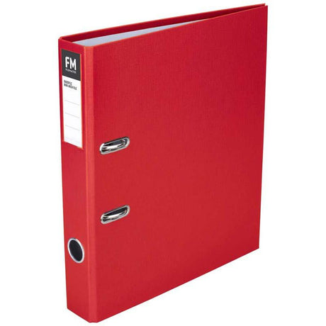 Red A4 lever arch binder with durable polypropylene, fits 250 sheets, features Rado fitting for easy access.