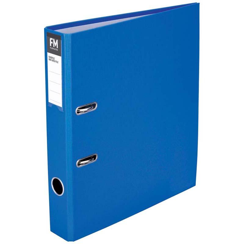 Blue A4 lever arch binder with Rado fitting, holds 250 sheets, made of durable polypropylene for stylish organization.