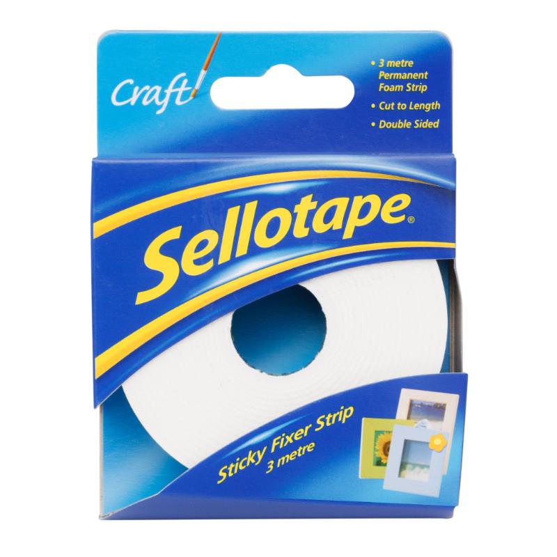 Sellotape 4195 Double Sided Foam Strip, 25mm x 3m, perfect for crafting and DIY with strong, permanent hold.