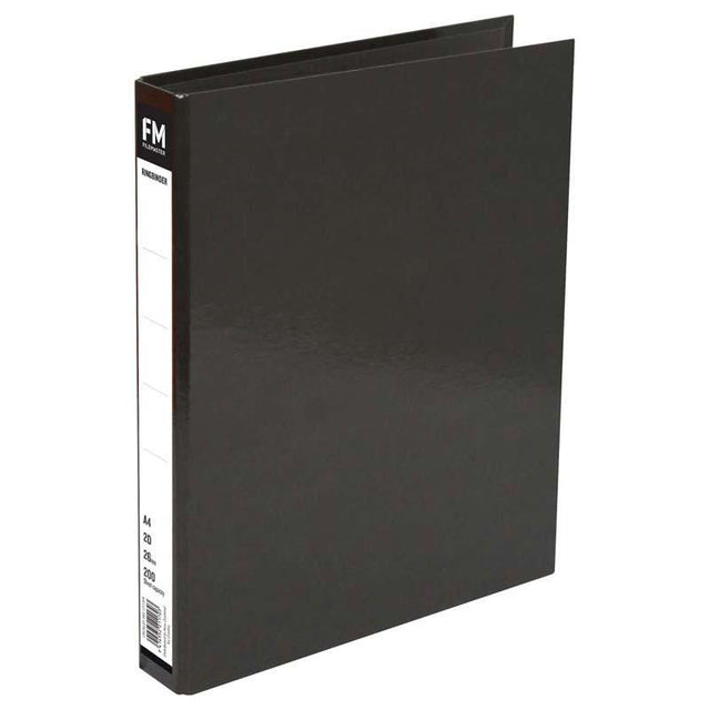 Vivid A4 ring binder in Cat Black with glossy finish, holds 200 sheets, perfect for stylish document organization.