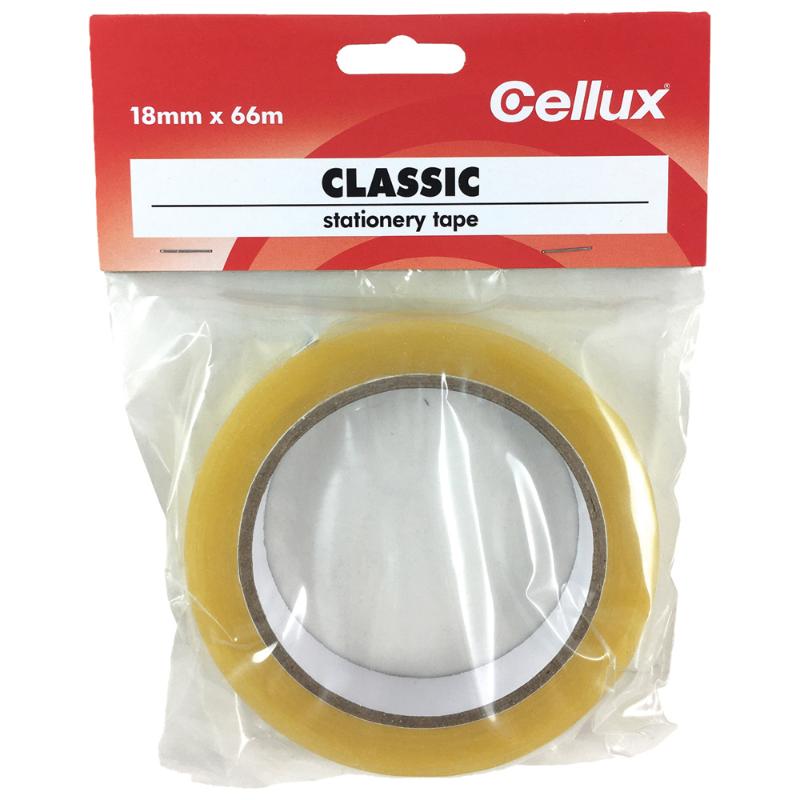 Cellux Classic Tape 18mm x 66m, strong adhesive for crafting, gift wrapping, and repairs with a transparent finish.