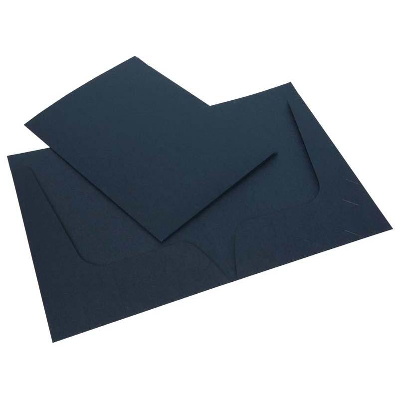 Matte navy double pocket presentation folders in a 10 pack, made from durable 240gsm cardboard for elegant document organization.