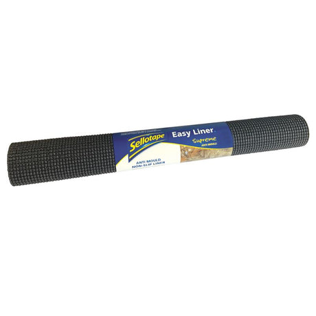 Sellotape Easy Liner Supreme Black, 508mm x 1520mm, non-adhesive, anti-mould cushioned grip for organization and protection.