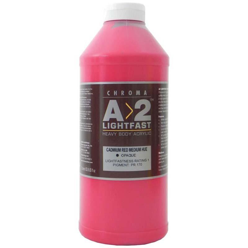 Vibrant A2 Lightfast Heavybody Acrylic in Cadmium Medium Red, offering excellent brush retention and low-gloss finish for artists.