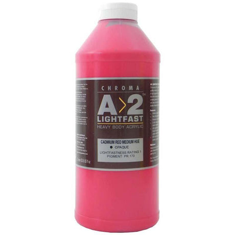 Vibrant A2 Lightfast Heavybody Acrylic in Cadmium Medium Red, offering excellent brush retention and low-gloss finish for artists.