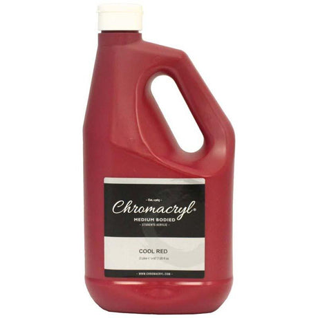 Chromacryl Acrylic Paint in Cool Red, 2L, vibrant non-toxic paint ideal for students, quick-drying, excellent coverage, easy cleanup.