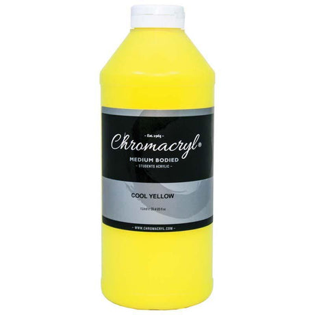 Cool Yellow Chromacryl Acrylic Paint, 1L - non-toxic, quick-drying, high pigment for vibrant artwork on various surfaces.