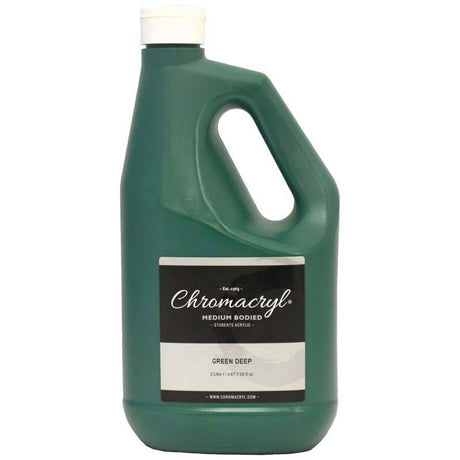 Deep Green Chromacryl Acrylic Paint in a 2-litre container, perfect for students and versatile artistic projects.