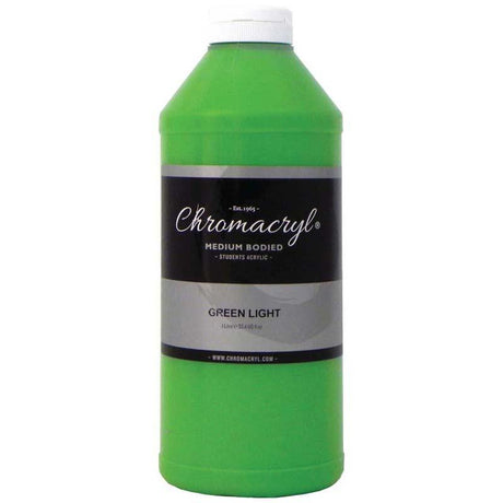 Light Green 1L Chromacryl Acrylic Paint for students, non-toxic, versatile, quick-drying with high pigment load for vibrant artwork.