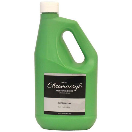 Light Green Chromacryl Acrylic Paint in 2 litres, non-toxic, vibrant color, excellent coverage for various artistic projects.