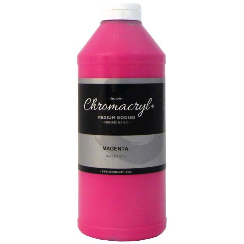 Vibrant 1L Magenta Chromacryl Acrylic Paint, non-toxic and quick-drying, perfect for students and artists for various projects.