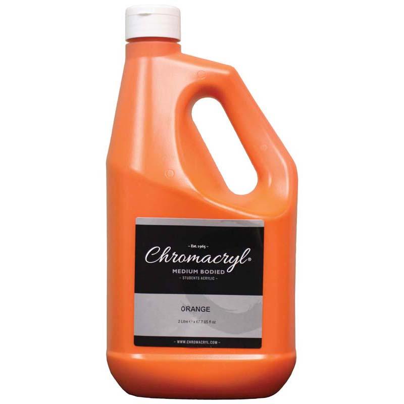 Vibrant 2L Chromacryl Orange Acrylic Paint, non-toxic and versatile for artists, ideal for various surfaces and mixed media.