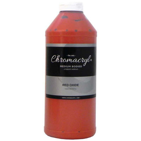 Vibrant Chromacryl Red Oxide acrylic paint in 1 Litre, perfect for students and versatile painting projects. Non-toxic and quick-drying.