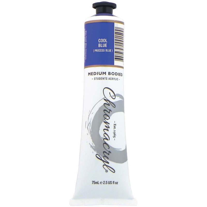 Vibrant 75ml Cool Blue acrylic paint, non-toxic, quick-drying, versatile for various surfaces, ideal for artists of all levels.