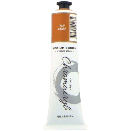 Chromacryl Paint Raw Sienna 75ml in a tube, vibrant student-grade acrylic for versatile and creative painting projects.